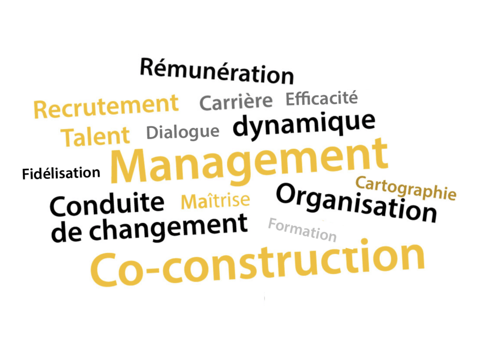 Nuage de mots sur le management et organisation